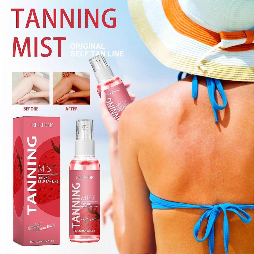 Limited time!!Eelhoe Strawberry Tanning And Tanning Aid Spray Sun-Free Long-Lasting Self-Tanning Bronze Wheat Skin Gentle Moisturizing Skin Care