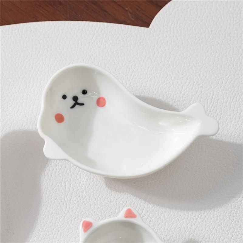 Japanese Style Ceramic Tiny Plate Creativity Home Restaurant Soy Sauce Vinegar Mustard Seasoning Animal Ceramic Dish Kitchen