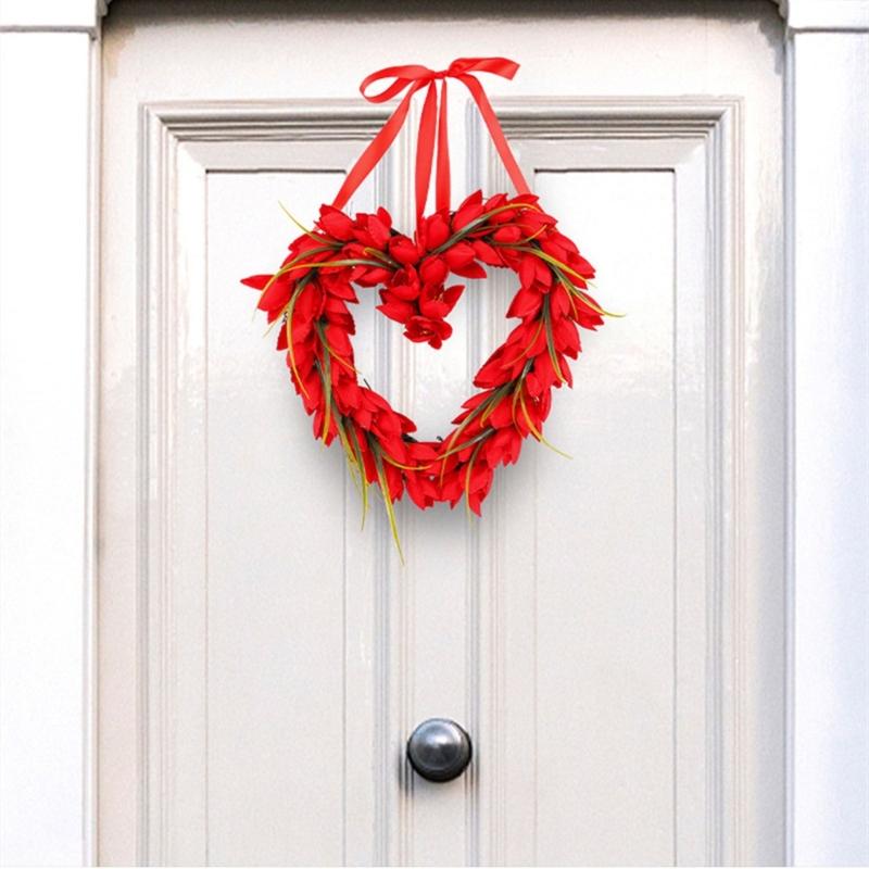 Valentines Day Wreath Pendant Tulips Love Garlands Decoration Proposal Scene Layout Props Valentines Day Garlands Party
