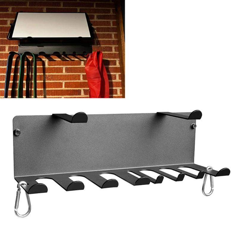 Effective Double Level Fitness Accessories Shelf With 8 Hook 2 Support for Exercise Gear Organization