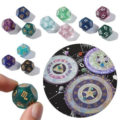 Toys Gift Creative Board Game 3x Pearl 12-sided Astrology Constellation Divination Dice