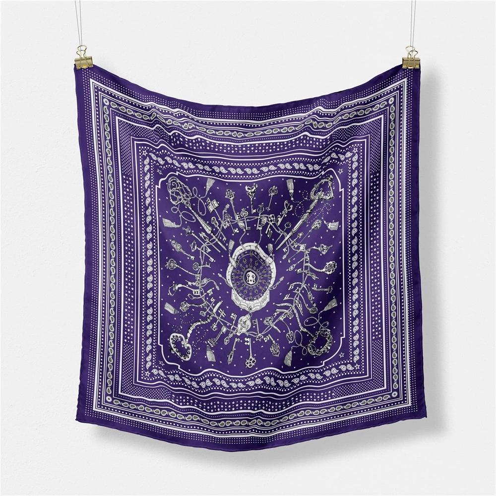 European 53CM Personalized Hip-hop Style Geometric Cashew Women Decorative Small Square Scarf Printed Hijabs For Women