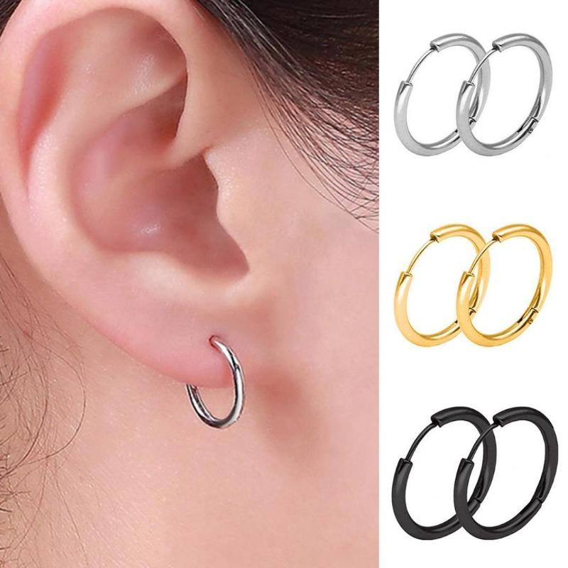 1 Paar Edelstahl Mode Punk Unisex Ohr Hoop Kreis Ohrringe Schmuck Geschenk
