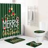 Christmas Shower Curtain Floor Mat Combination Four-Piece Set Bathroom Toilet Carpet Shower Room Mat Foot Mat
