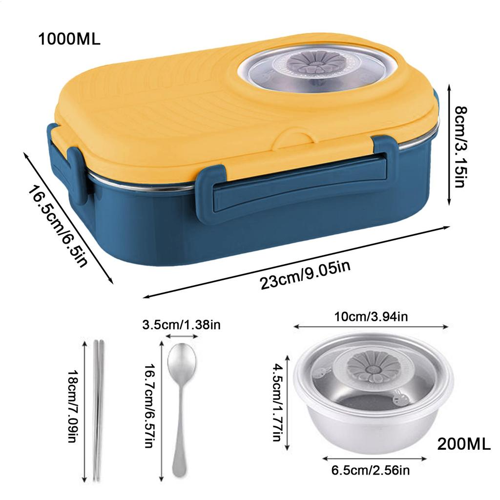 Stainless Steel Lunch Box For Kids 3-Compartment Food Container Picnic Food Containers For School Office Kids College Students