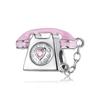 WOSTU 925 Silver Pink High Heel Charm Champagne Pendant Cherry Bead Fit Bracelet Necklace Sweet Girl Birthday DIY Jewelry Gift