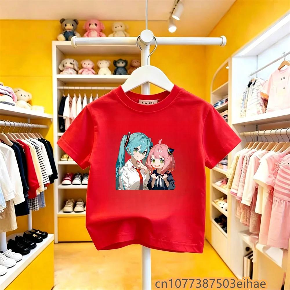 Hatsune Miku Collaborates on Future MIKU Line Style Short Sleeved Pure Cotton Printed New Casual Boy and Girl Clothing