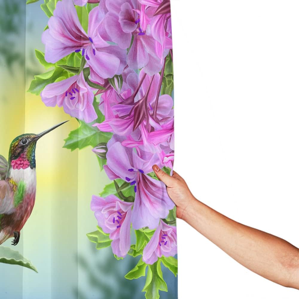 LOKMU Shower Curtain Hummingbirds and Flowers Waterproof Machine Washable Fabric Bathroom Decor Bath Curtains with Hooks 72 x 72 Inches