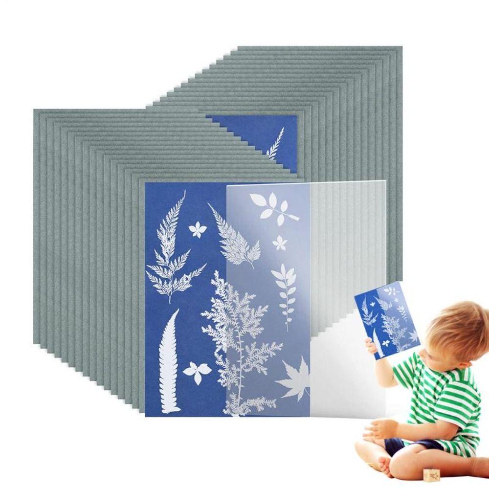 24PCS Silhouette Painting Cyanotype Paper Natural Fiber Solar Drawing Paper  Art Crafts