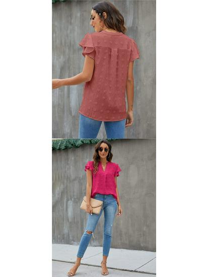 European and American Women's Ruffle Chiffon Summer Shirt