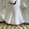 Halloween Ghost Figurine Cute 3 Ghosts Holding Hands Statue Resin Tabletop Ornament for Indoor Bookshelf Windowsill Decor