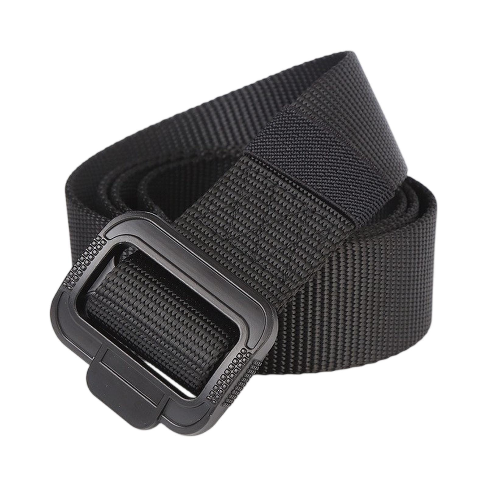 

Холщовый ремень с гладкой пряжкой, нейлоновый повседневный брючный ремень для улицы, мужской нейлоновый ремень One Size чёрный