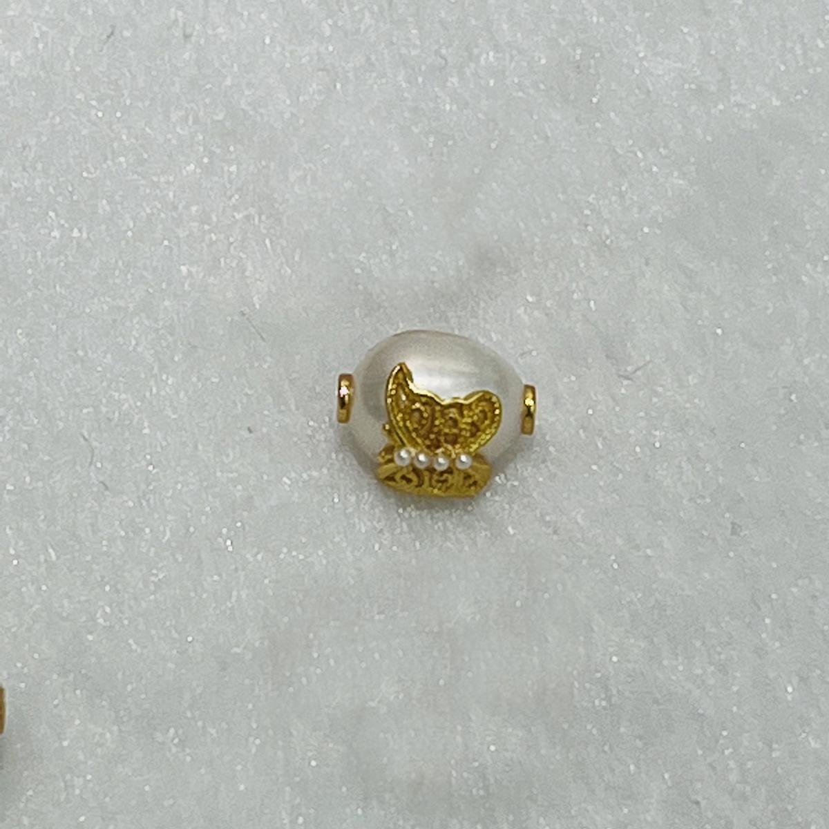 

1 шт., Искусственные жемчужные бусины с золотым декором в виде бабочки, Фантазийные бусины из рисовой формы ручной работы для DIY материалов и аксессуаров, Изготовление ювелирных изделий 8×12 мм 1Pc/8×12mm