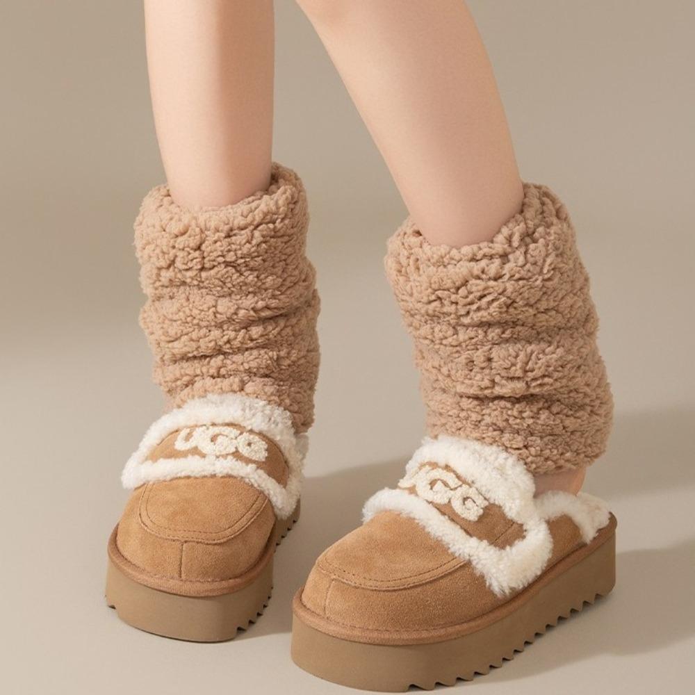Coral Velvet Plush Fluffy Boots Cover Y2K Leggings Leg Warmer New Boots Socks  Autumn Winter
