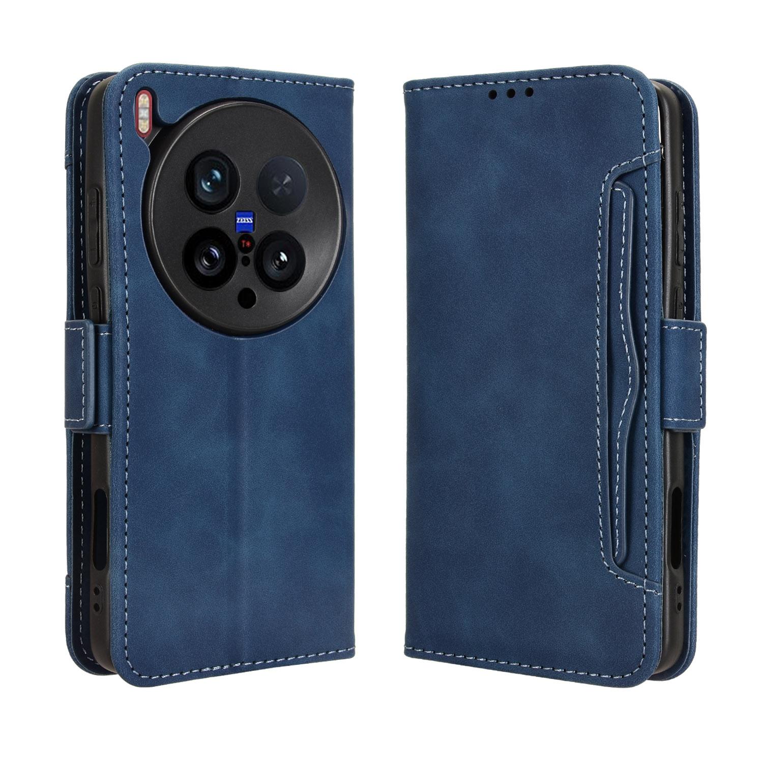 

Для vivo X200 Ultra 5G Шкіряний чохол Обкладинка-гаманець для телефону з кількома слотами для карток Blue