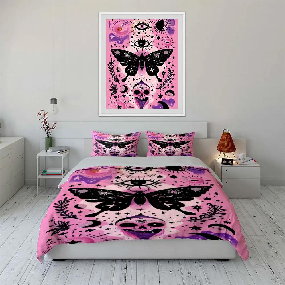 "Butterfly Skull Gothic Decor Set" Soft Comfortable Duvet Cover Bedding Set Included 1*Duvet Cover & 2*Pillowcases Gift