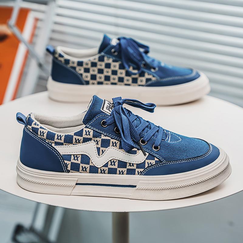 

Fashion High Quality Men s Shoes 2025 New Spring Korean Version Trendy Versatile Breathable Niche Casual Sports Canvas Board Shoes 39 синий