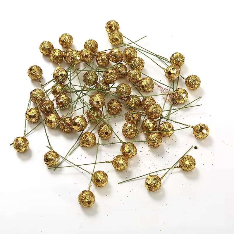 

50 шт. искусственные блестящие ягоды рождественские украшения для дома тычинки вишневые жемчужные ягоды для свадьбы DIY подарочная коробка украшенный венок