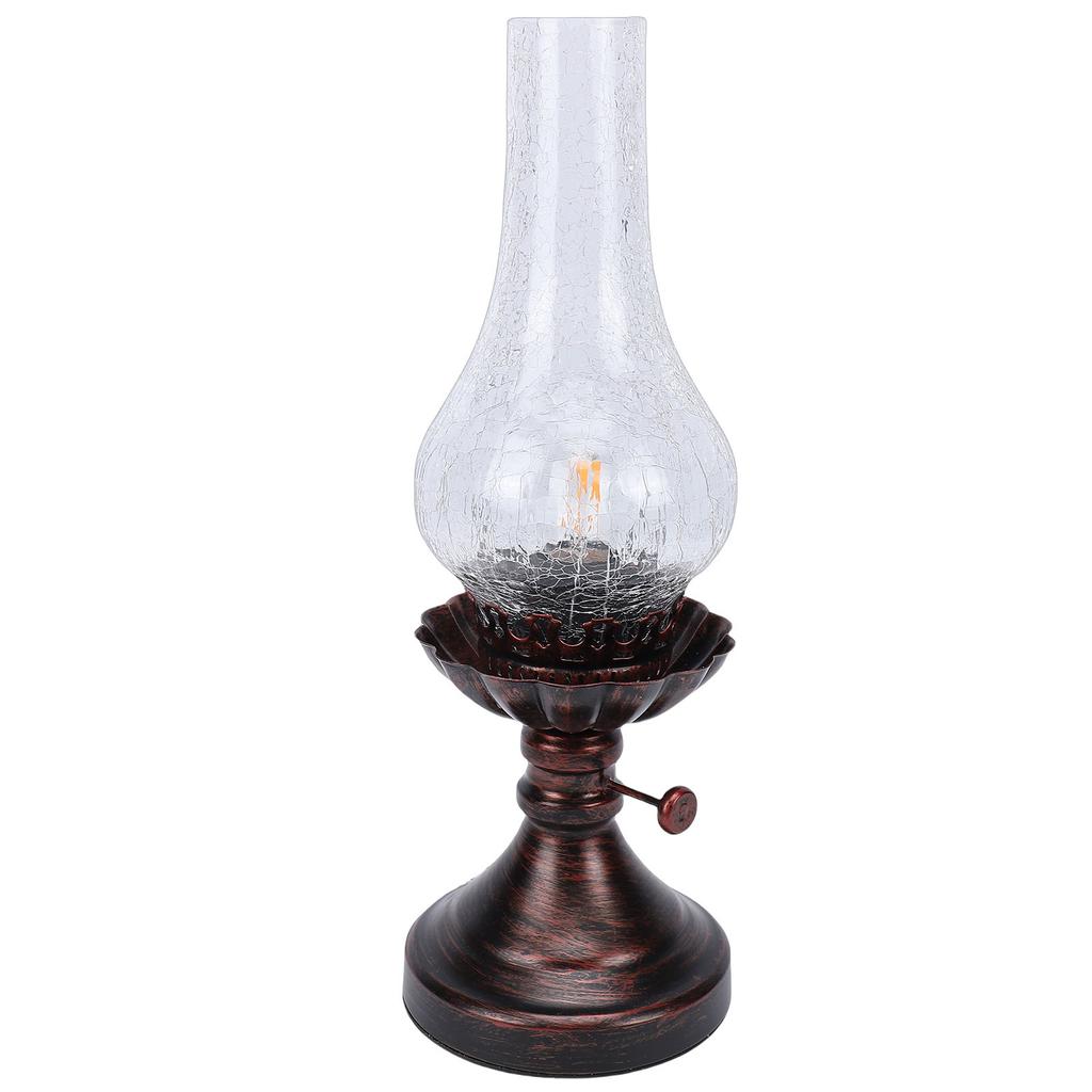 Vintage Table Lamp with Crackled Glass Shade 40W E27 Rustic Small Antique Desk Lamp Bedside Decor for Farmhouse Bedroom