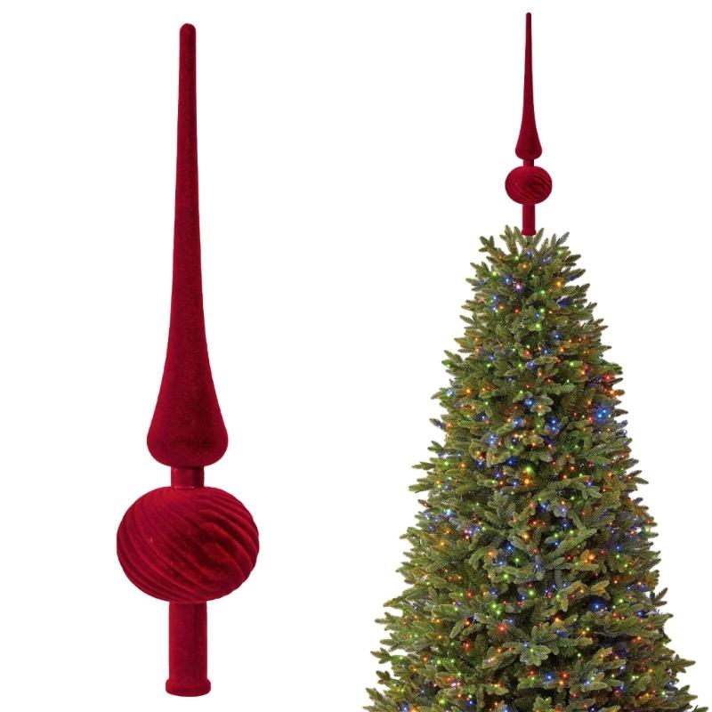 Long Pointed Flocking Plastic Christmas Tree Toppers Portable Easy Setups Festival Ornament for Indoor Decorations