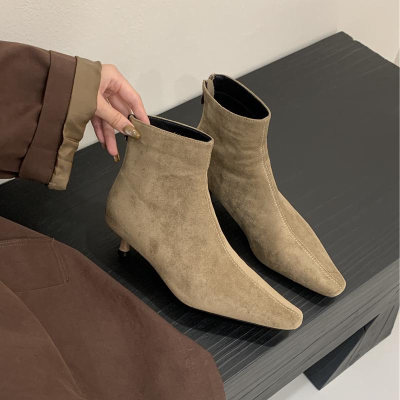 Fashion SUOJIALUN 2025 Winter Women Ankle Boots Fashion Round Toe Ladies Elegant Short Boots Thin Low Heel Outdoor Dress Chelsea Boot