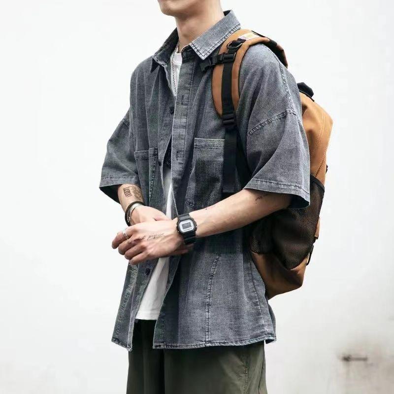 

Men s Gradient Denim Jacket - Autumn 2023 Velvet-Lined Loose Fit Youth Style M 100-120 jin сірий колір