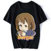 Herr Borgar Yui K-On Hirasawa Japan Musik Fantastisk T-shirt Kortärmad Rund Hals Harajuku Svarta T-shirts Svart
