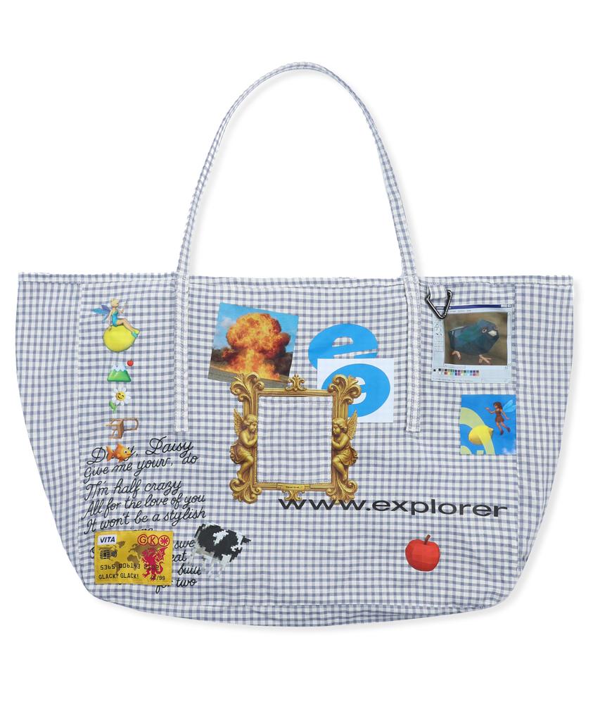 Glack Gb018 Multi Frame Check Tote Bag (Gray)
