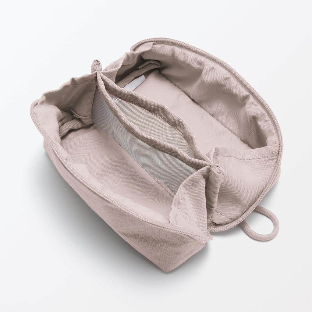 MUJI Wrinkle Nylon 11 x 6 x 84475788 Wide-Opening Pouch, Pink, Small, Approx. 3.5 cm,