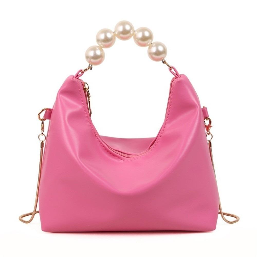 PU Leather Cloud Shoulder Bag Korean Style Women Crossbody Bag Casual Pearl Handle Handbag  Wallet