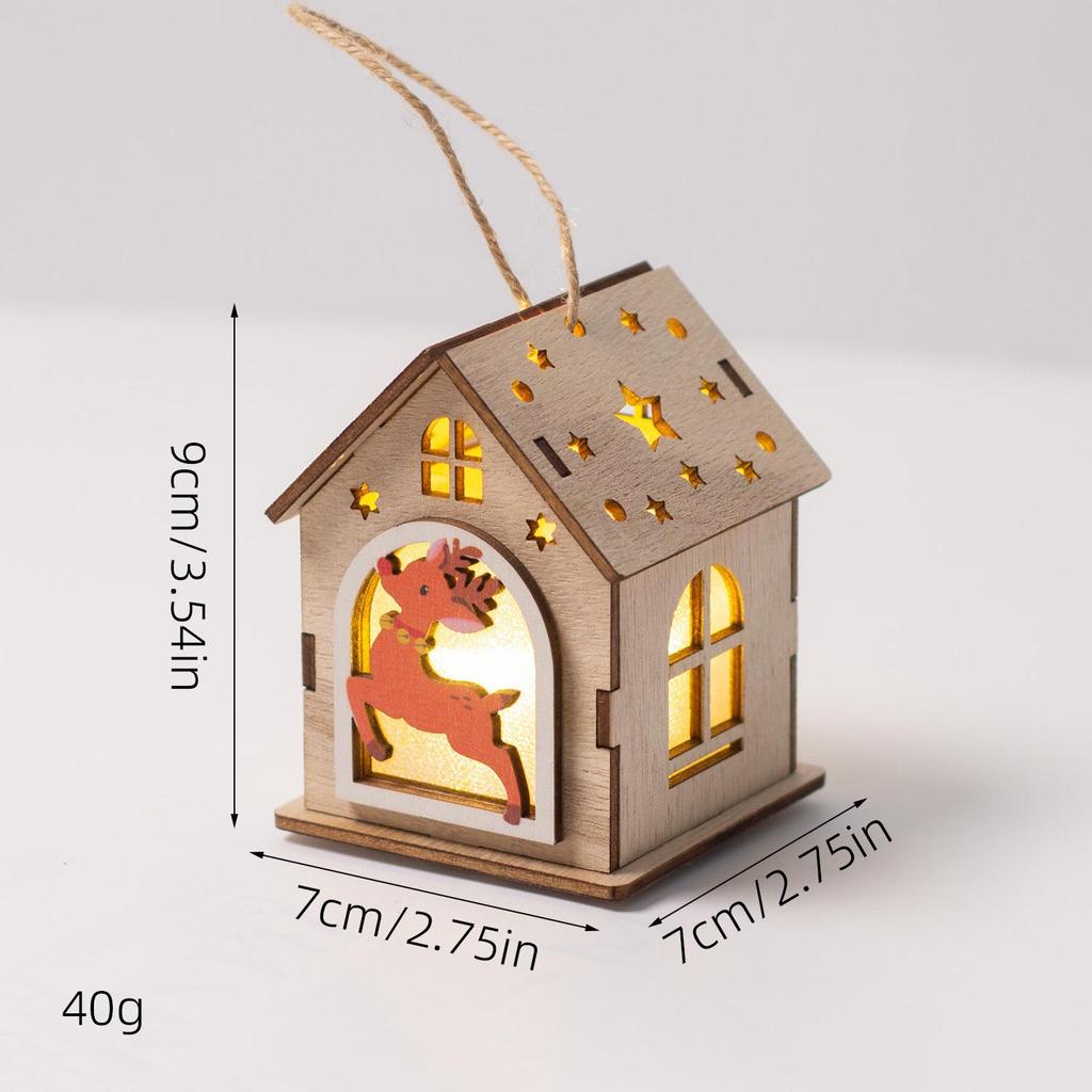 Christmas Luminous Wooden Cabin Ornament - Small House Tree Decoration