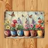 Vintage Metall Blumige Wandkunst Rustikale Gartentafel 12x8 Zoll Eisen Heim Büro Außen Dekoration