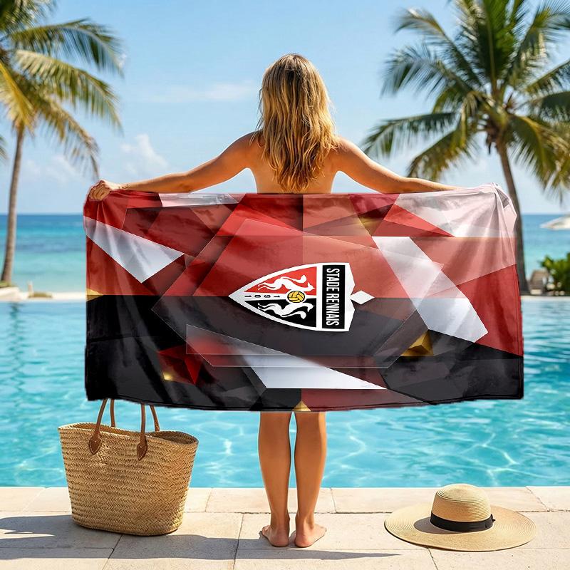 Stade Rennais FC Stampa Asciugatura Rapida Telo da Spiaggia Microfibra Assorbente Portatile da Viaggio Asciugamano da Nuoto