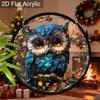 Acrylic Blue Owl Christmas Suncatcher Stained Glass Effect Window Hanging Ornament Owl Lover Holiday Gifts