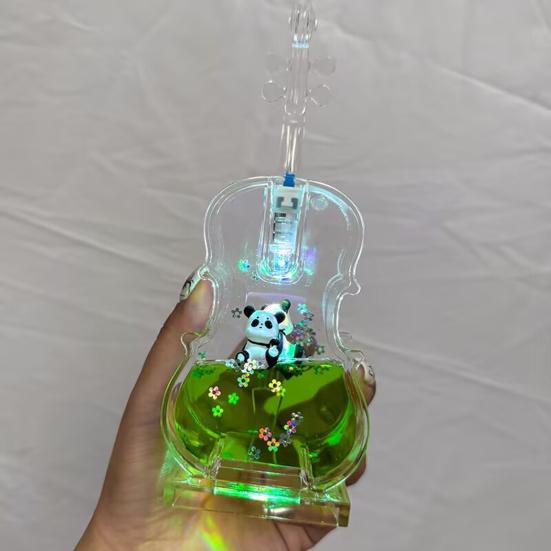 Panda Bubbler cu Mișcare Lichidă Cronometru Nisiparniță cu Ulei Jucărie Senzorială pentru Copii Adulți Desktop Jucărie Anti-stres pentru Relaxare Decor Birou Acasă