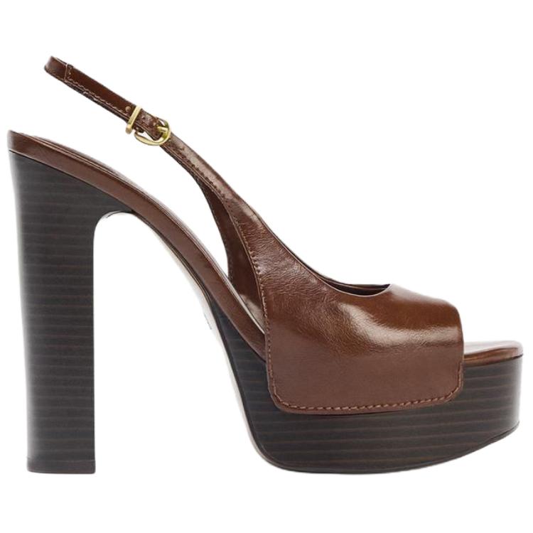 Zara Fashionable Minimalist One-Strap Sandals Women Sandals Brown 2303610105
