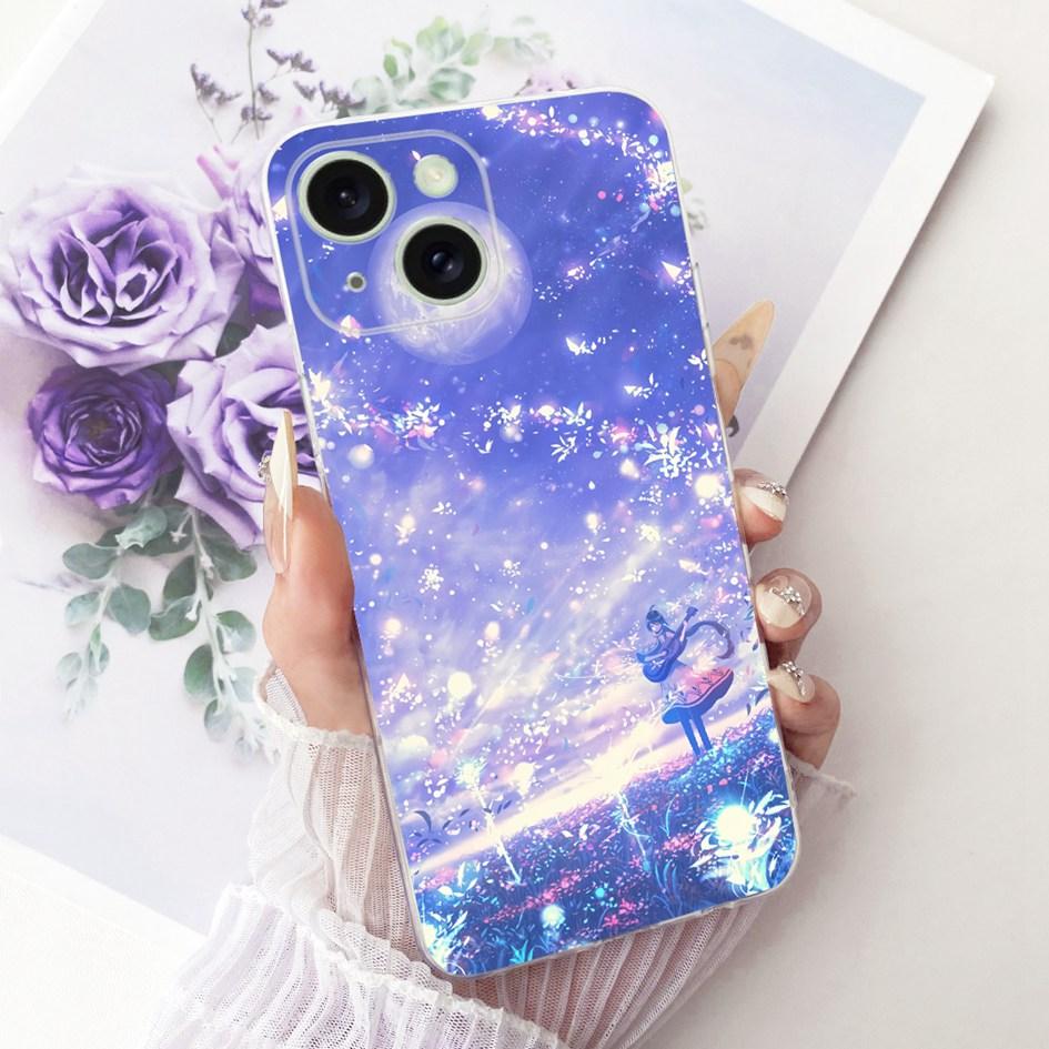 Silicone Case For iPhone 15 Pro Max Cover Stylish Flower Soft TPU Capa Protective Phone Covers For iPhone 15 15Plus 15Pro Bumper