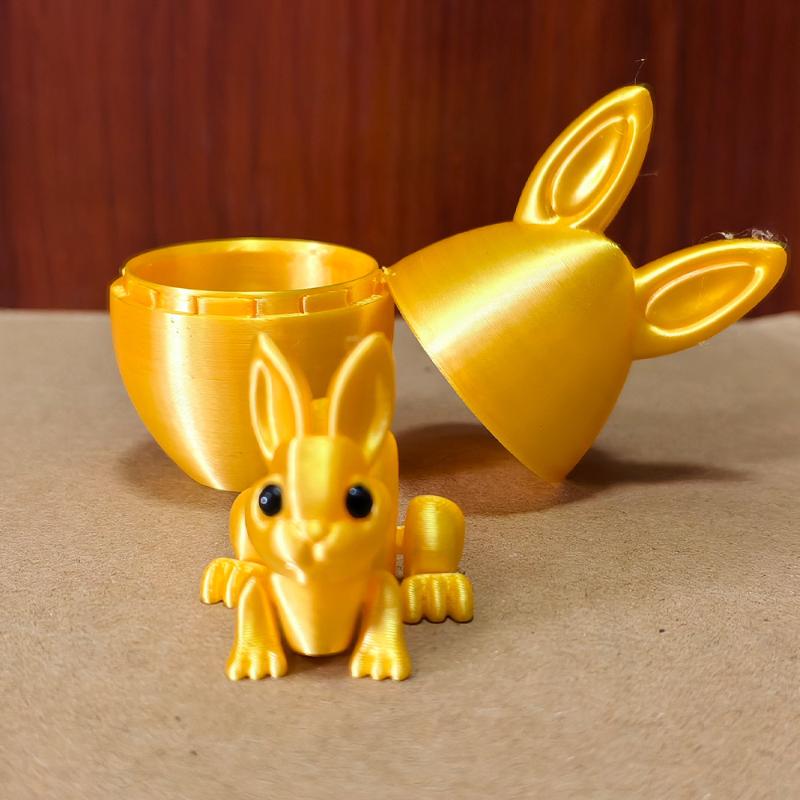 

2Pcs Easter Rabbit Home Desktop Decoration 3D Printed Rabbit Eggs Ornament Animal Model Happy Easter Gift For Kids A1