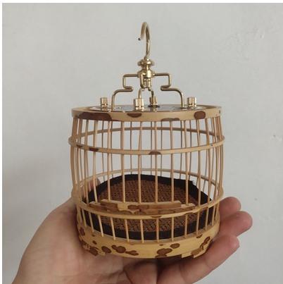 Boutique Mini Bird Cage Small Spotted Bamboo Plum Concubine Bamboo Pure Handmade Bamboo Round Cage Cricket Grasshopper Cage