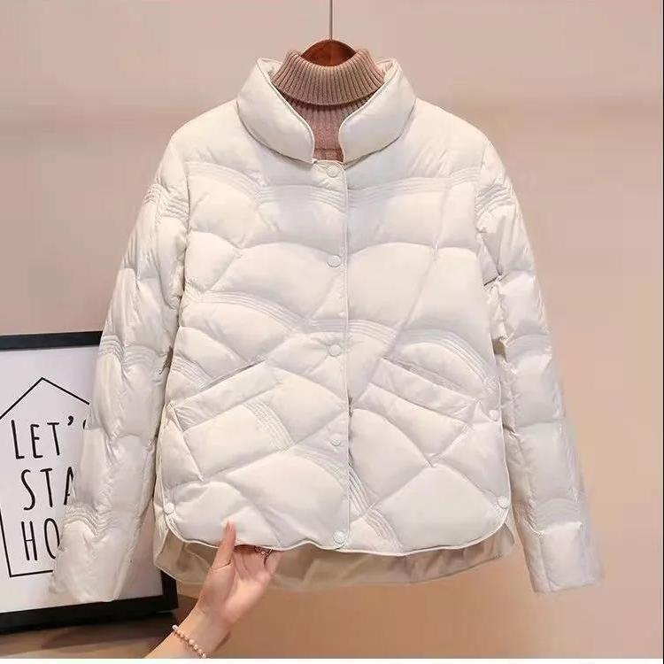 WTEMPO Stand Collar Solid Color Asymmetrical Jackets Women's Clothing Winter Loose Casual Tops Commuter Warm Coats