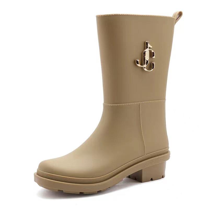 Summer High Tube New Womens Rain Boots Fashion Outdoor Thick Bottom Waterproof Non-Slip Leisure Car Wash Kitchen Work Rain Boots