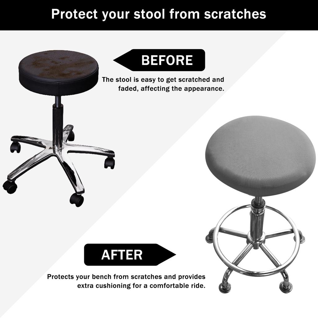 8Pcs Round Bar Stool Covers Elastic Polyester Swivel Seat Chair Cover Edge High Stretchy Stool Circle Stool Protector Cover