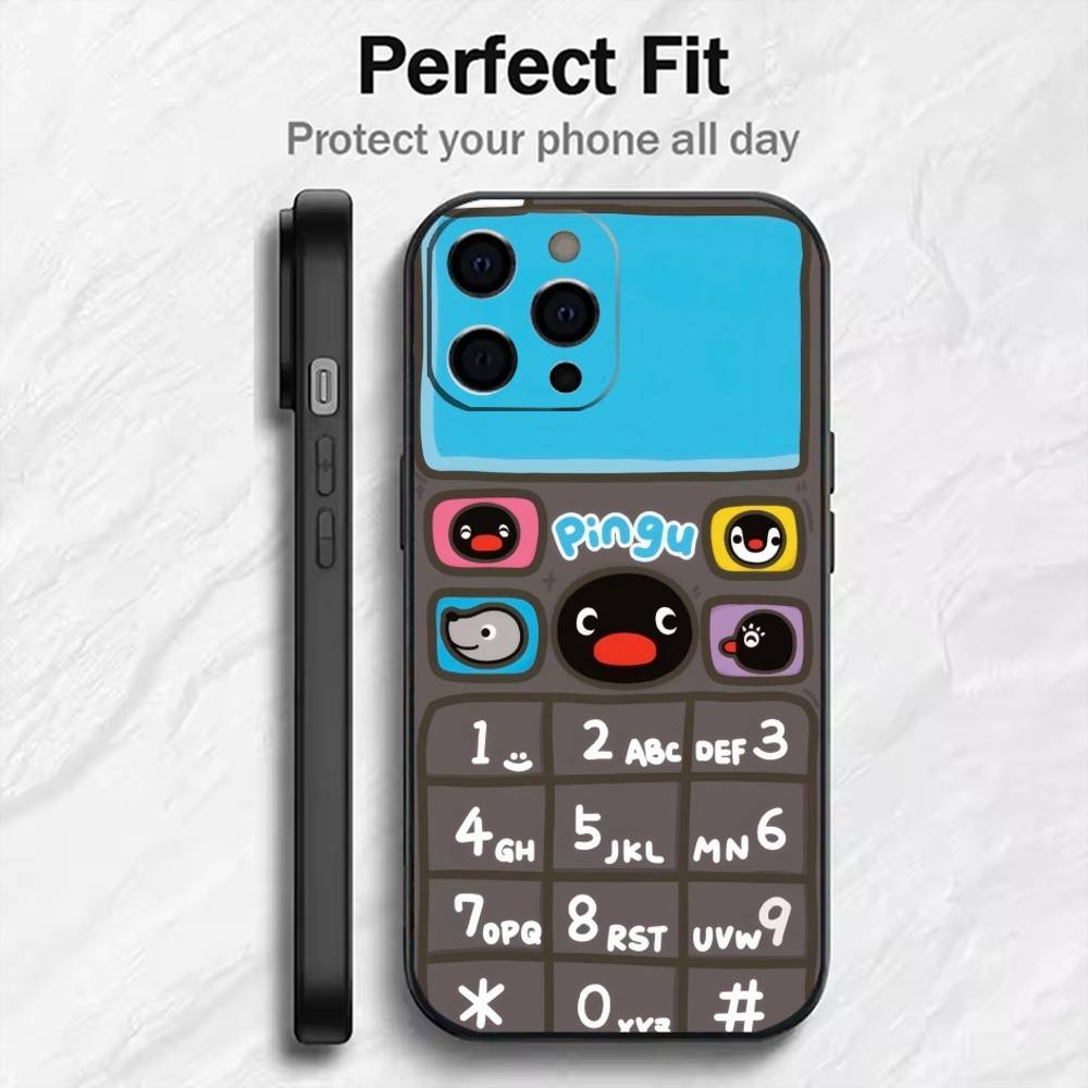 Cute P-Pingu-u P-PenguinS Noot Noot Phone Case For iPhone17,16,15,14,13,12 Plus,Max Soft Silicone Black Cover iPhone15pro