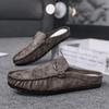 Large Size 39-46 Leather Mules Mens Backless Loafers Slippers Half Shoes For Men Closed Toe Sandals Man Semi-Drag Casual Shoes