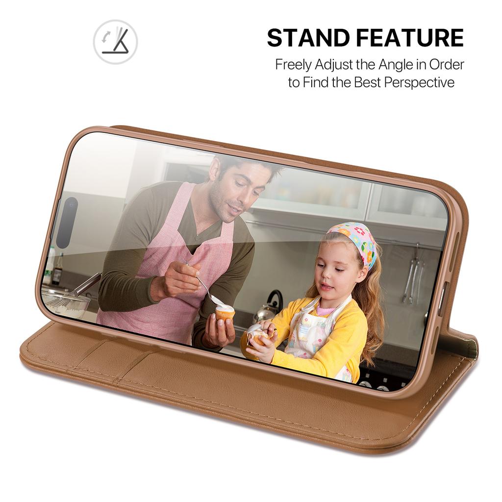 Für iPhone 17 Pro Max Hülle DUX DUCIS Hivo Serie Rindsleder RFID-Blockierendes Wallet Ständer Klapphülle