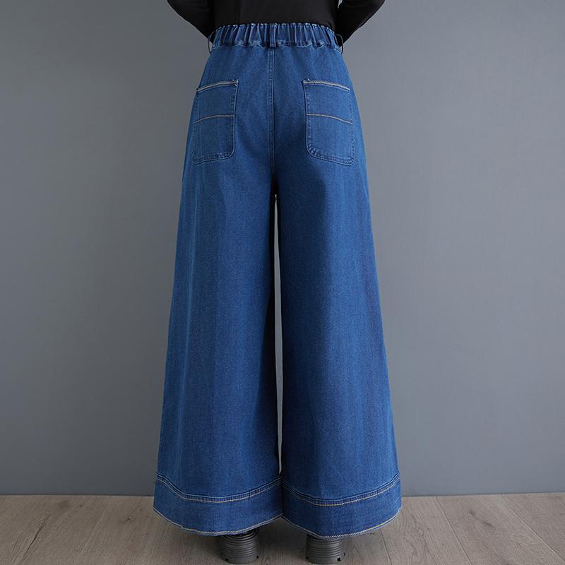 Άνοιξη φθινόπωρο plus size Vintage ψηλόμεσο casual χαλαρό Γυναικείο τζιν παντελόνι με φαρδύ πόδι