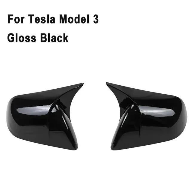 Exterior Rearview Side Mirror Housing Shell Cap Carbon Fiber Pattern Gloss Black Side Door Mirror Cover For Tesla Model Y 3