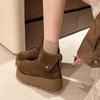 Fashion Winter New Thick Sole Cotton Boots Women's Fashion Round Head Suede Back Zipper Anti-slip Wear-resistant Short Boots
