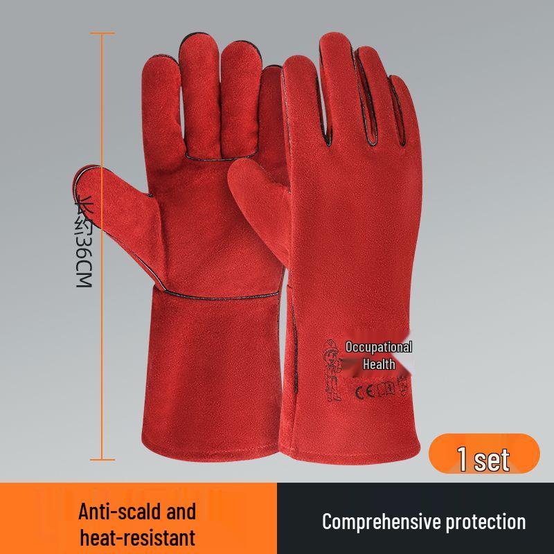 Heat-Resistant Cowhide Welding Gloves - Durable, Anti-Scald, and Soft for Labor Protection