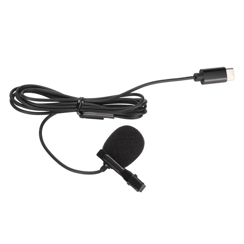 Type C Lavalier Microphone Intelligent Noise Cancellation Wired Lavalier Lapel Microphone for Karaoke Recording